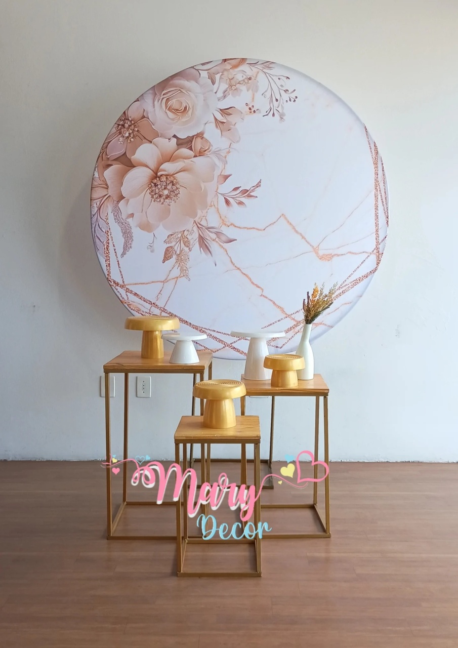 Floral Dourado E Branco   - Mary Decor Festas & Locações