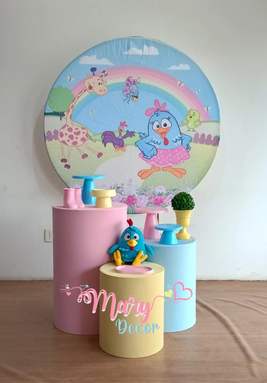 Galinha Pintadinha Rosa Kit Básico  - Mary Decor Festas & Locações