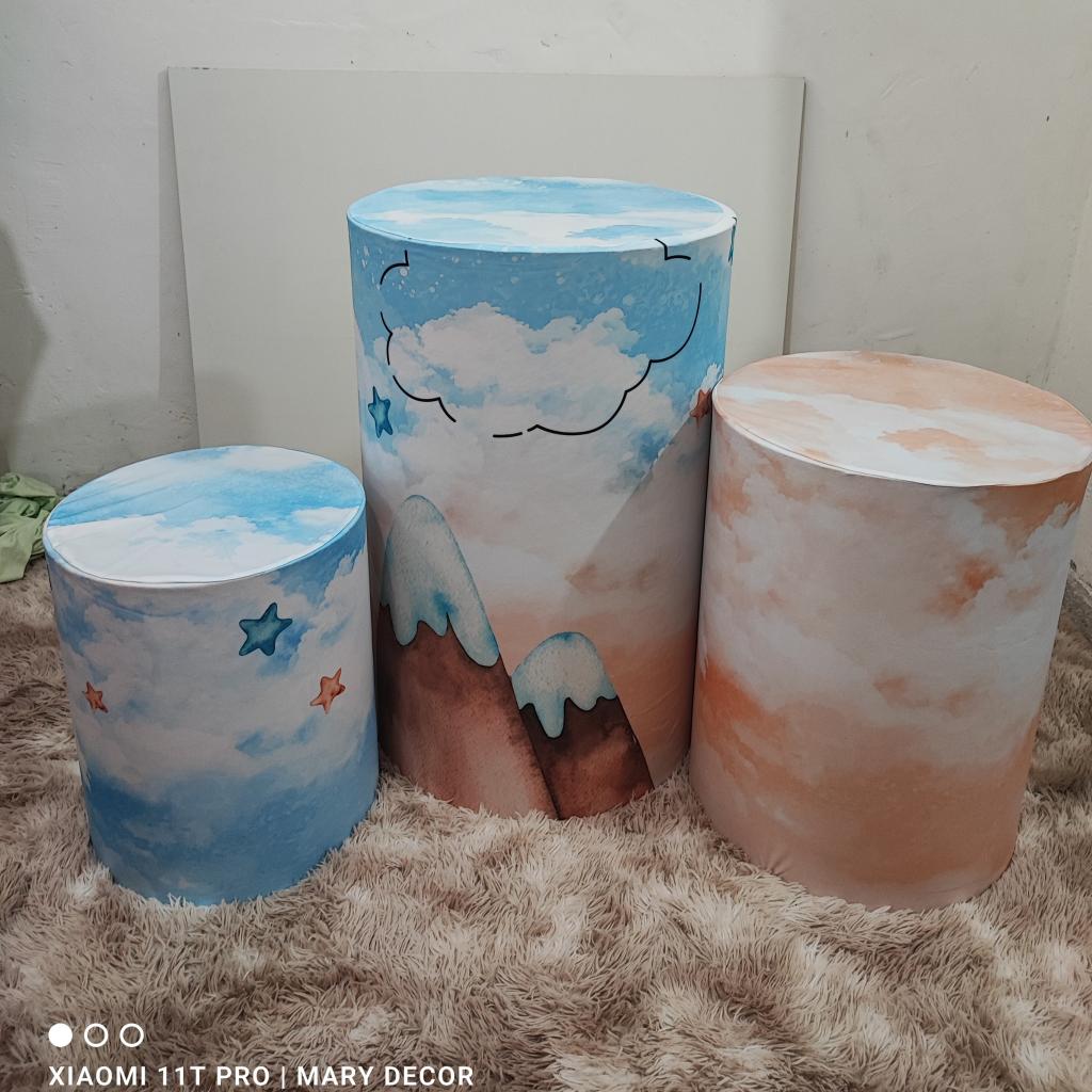 Trio de Capas Nuvens Tema Tu Vens Cha de Fralda - Mary Decor Festas & Locações