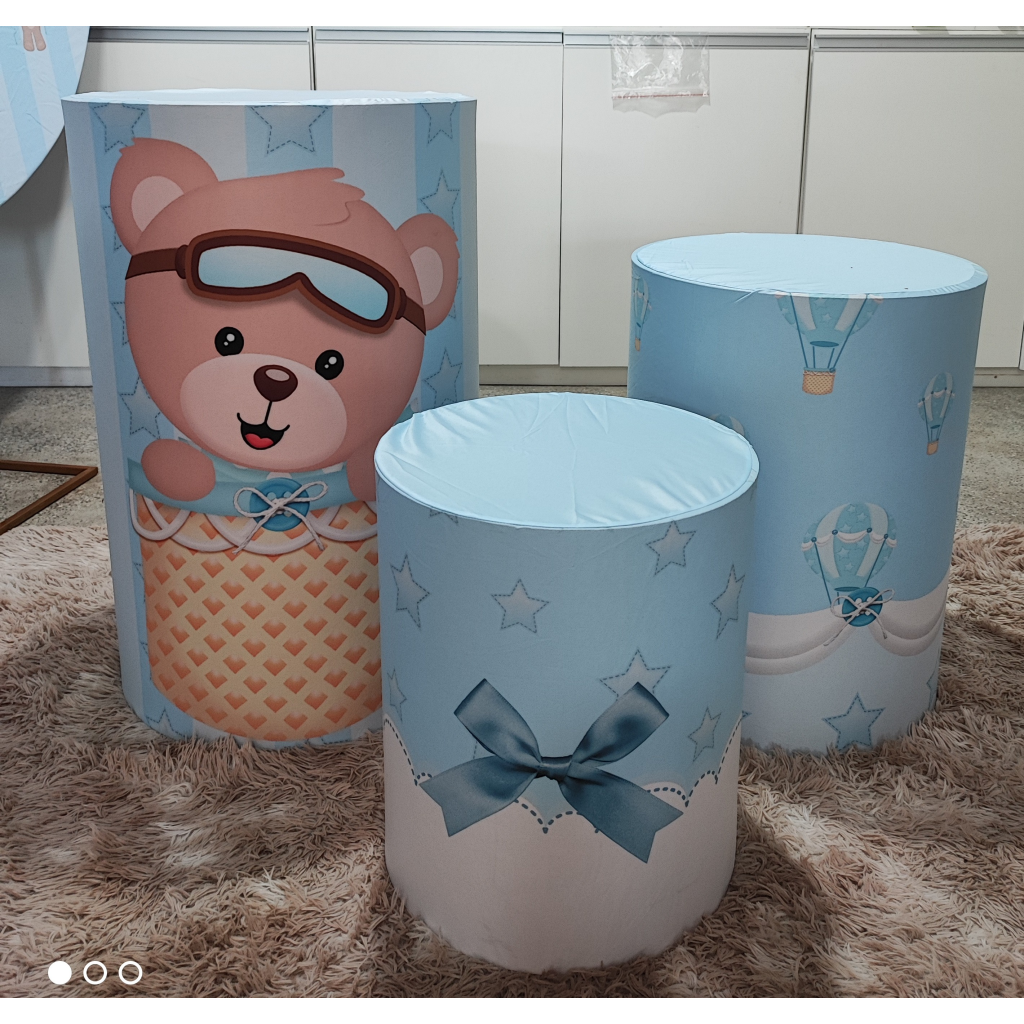 Trio de Capas Urso Baloeiro Cha de Fralda - Mary Decor Festas & Locações