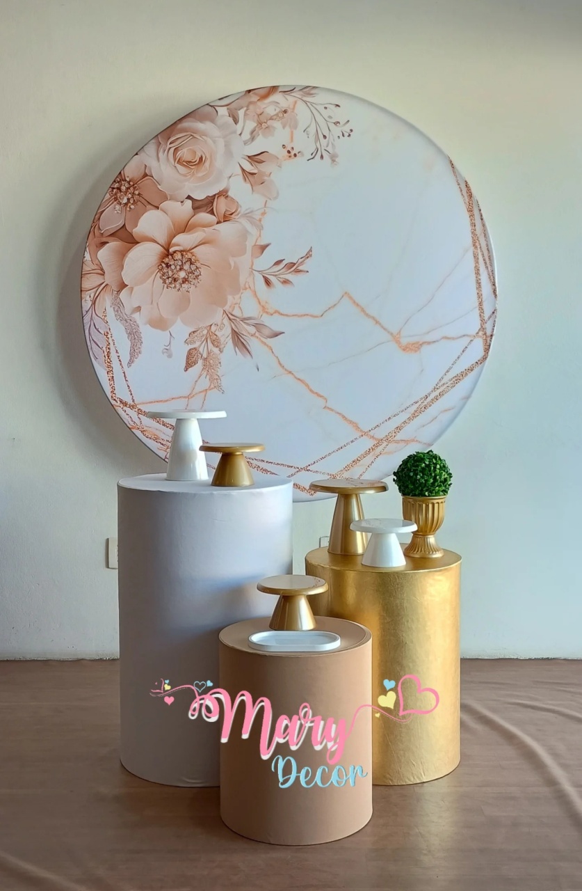  Floral Dourado É Branco  Kit Básico - Mary Decor Festas & Locações