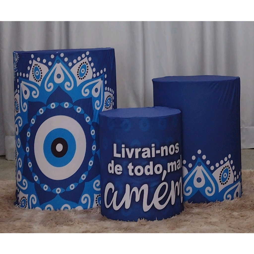 Trio de Capas Cilindro Olho Grego - Mary Decor Festas & Locações
