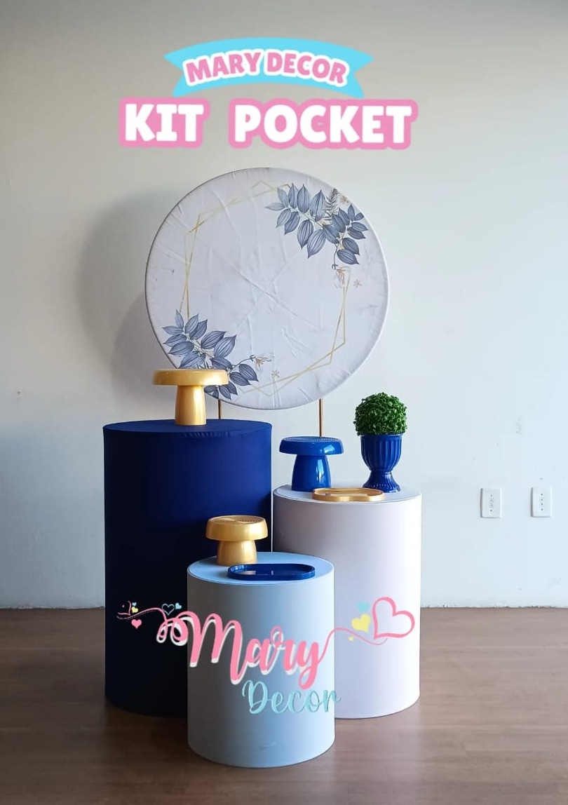 Kit Pocket  Geométrico Azul - Mary Decor Festas & Locações