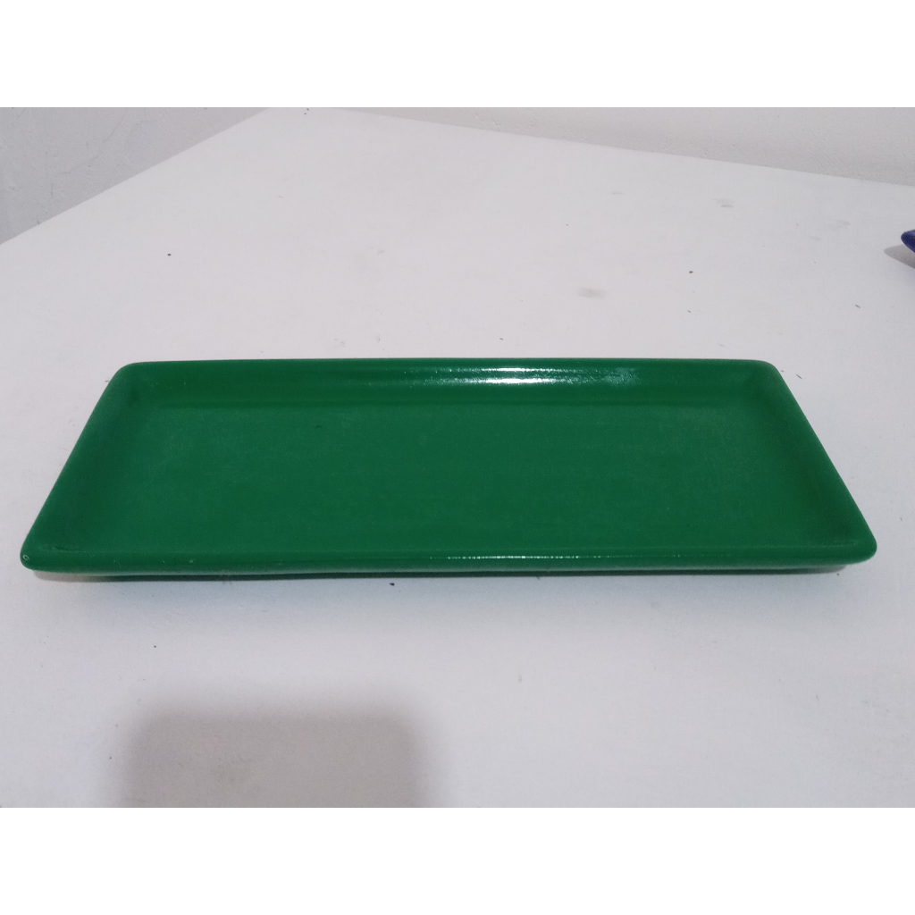 Prato Retangular  Ceramica Verde Bandeira G - Mary Decor Festas & Locações
