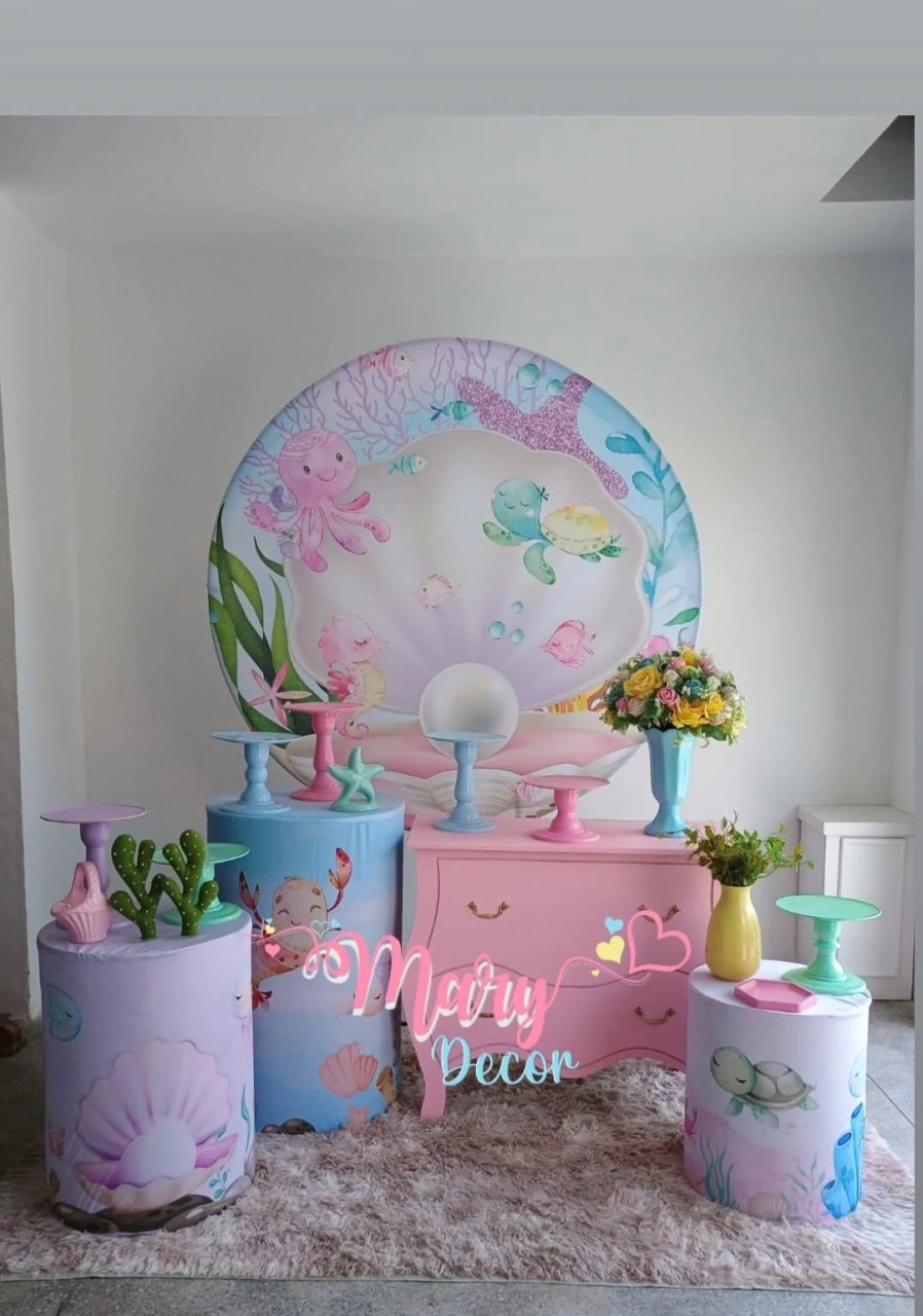 Fundo Do Mar Rosa Kit Festa Em Casa  - Mary Decor Festas & Locações
