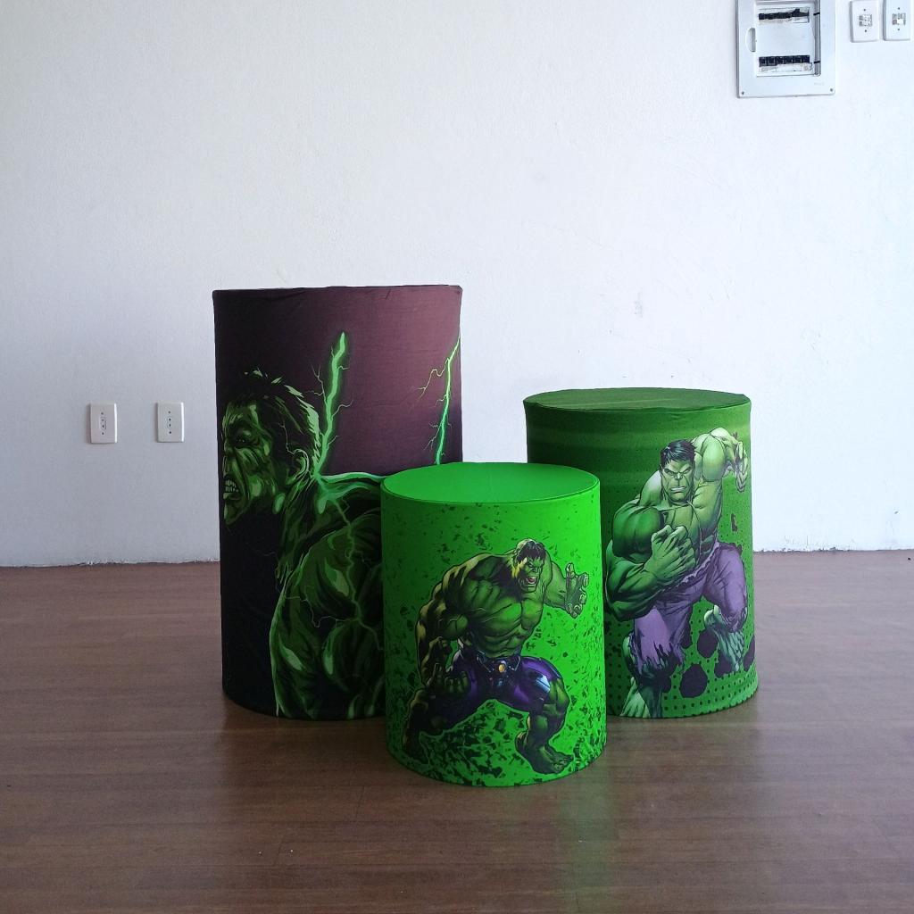Trio de Capas Cilindros Hulk - Mary Decor Festas & Locações