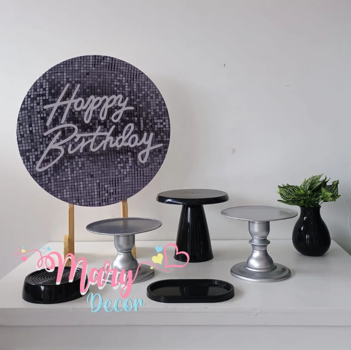 Mini Kit Prata E Preto  - Mary Decor Festas & Locações
