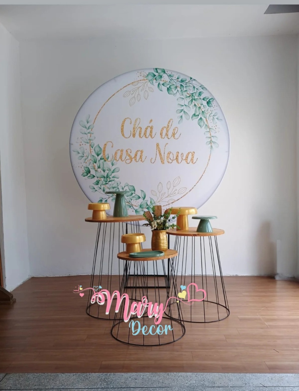   Chá de Casa Nova Verde Dourado - Mary Decor Festas & Locações