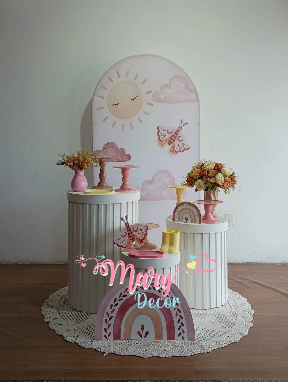  Kit Arco Íris Boho Celebre Baby Luxo   - Mary Decor Festas & Locações