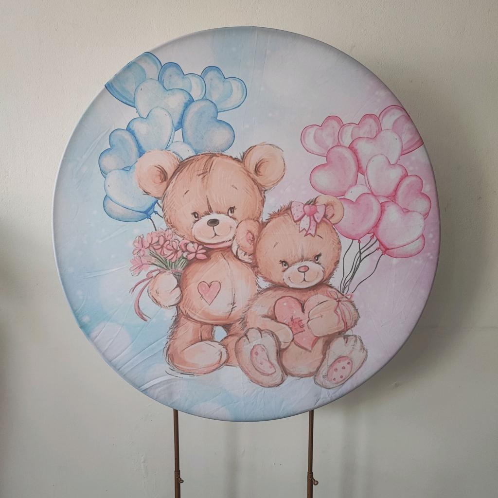 Capa Painel Urso  Cha Revelacao Medio - Mary Decor Festas & Locações