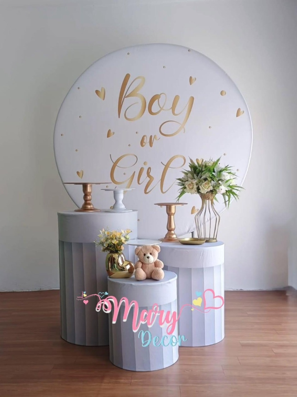 Chá Revelação Dourado  Kit Só Um Bolinho   - Mary Decor Festas & Locações