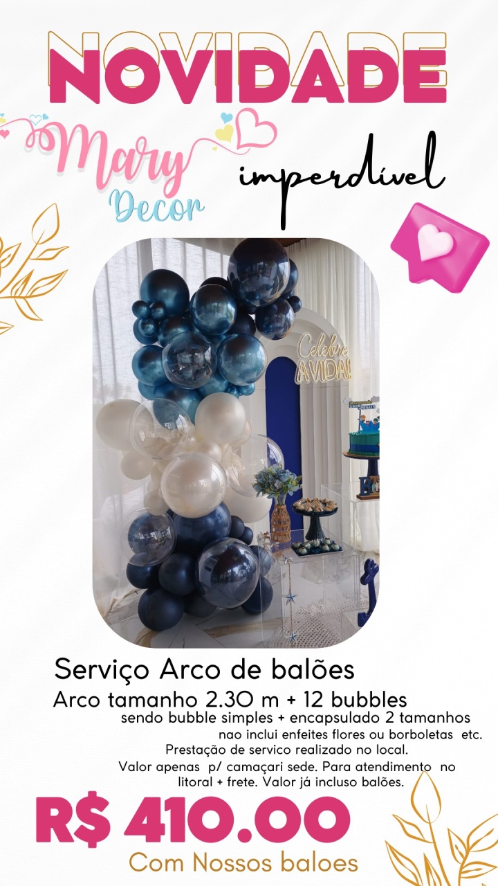 Arco de Balao Metalizdo - Mary Decor Festas & Locações