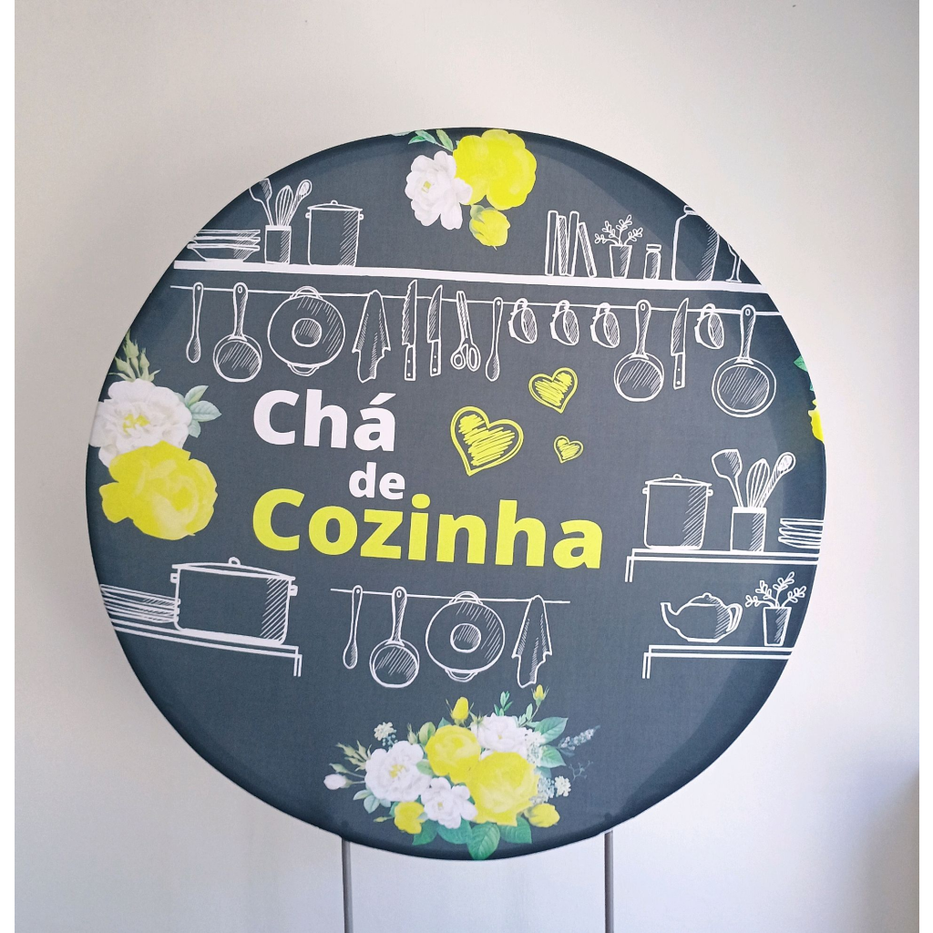 Capa Para Painel Redondo Chá de Cozinha Amarelo - Mary Decor Festas & Locações