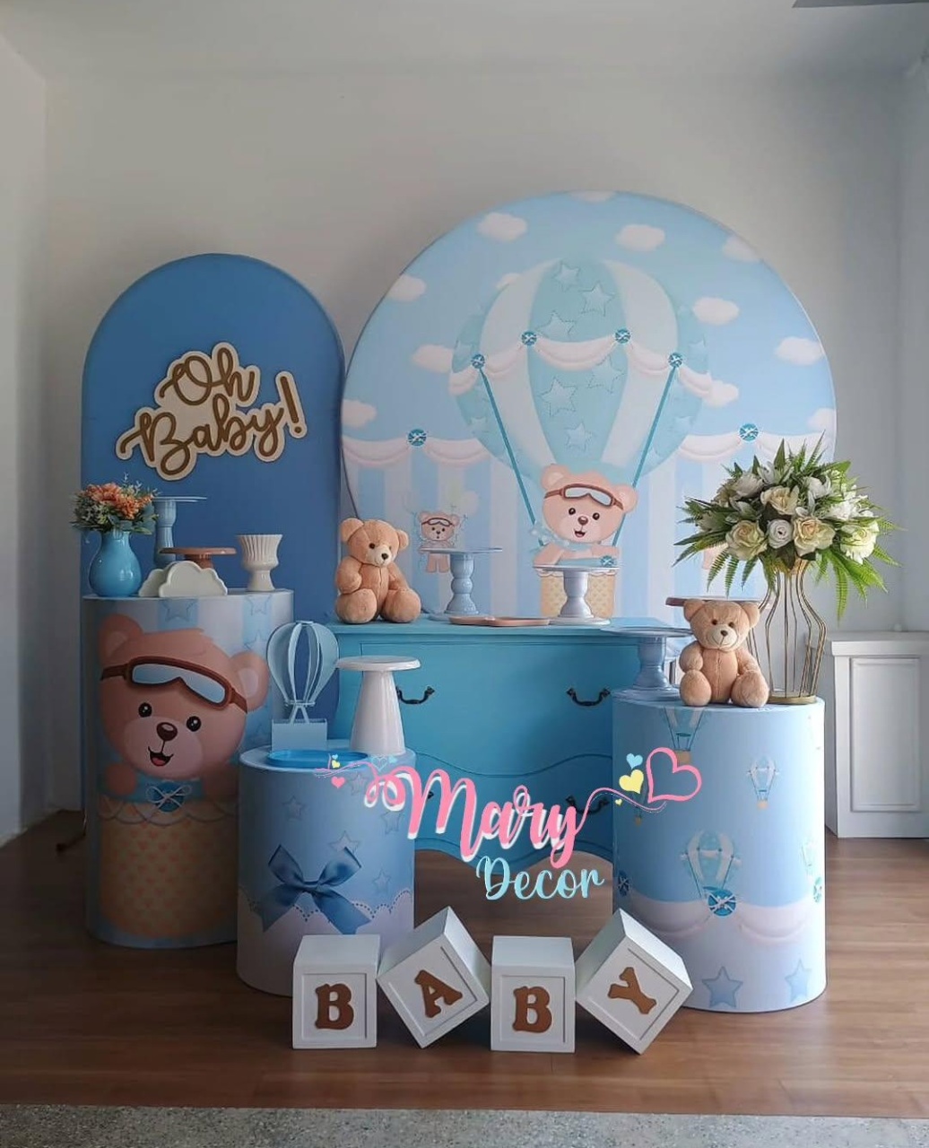 Urso Baloeiro Kit Chá de Bebê Meu Chá Elegante  - Mary Decor Festas & Locações