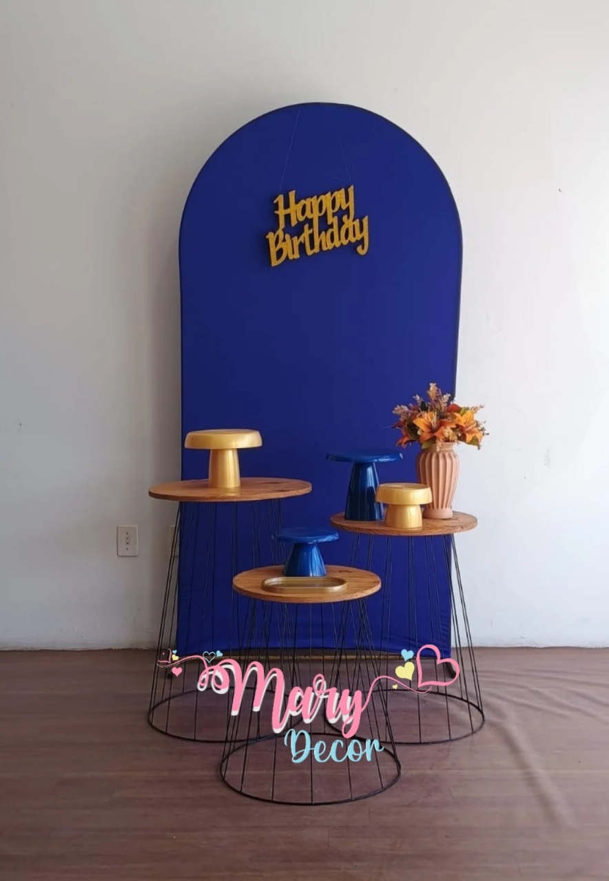 Kit Meu Dia Azul E Dourado   - Mary Decor Festas & Locações