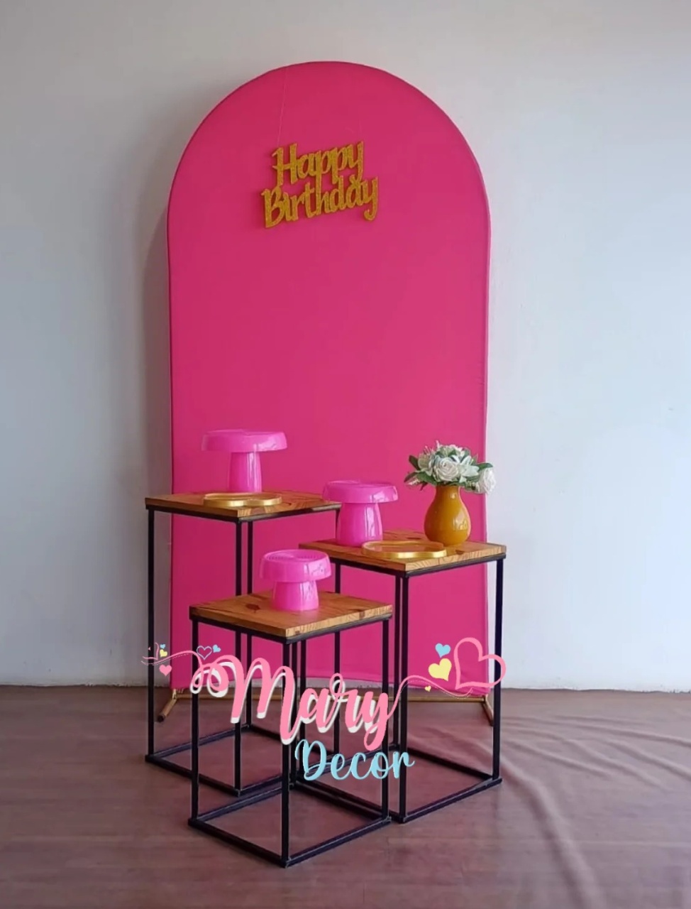 Kit Meu Dia Pink E Dourado    - Mary Decor Festas & Locações
