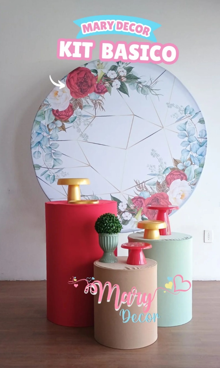  Floral Vermelho Kit Básico  - Mary Decor Festas & Locações