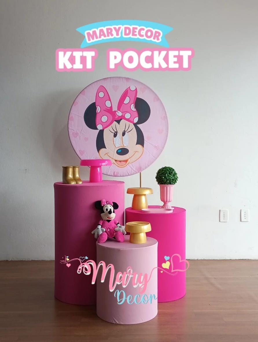 Kit Pocket  Minnie Rosa  - Mary Decor Festas & Locações