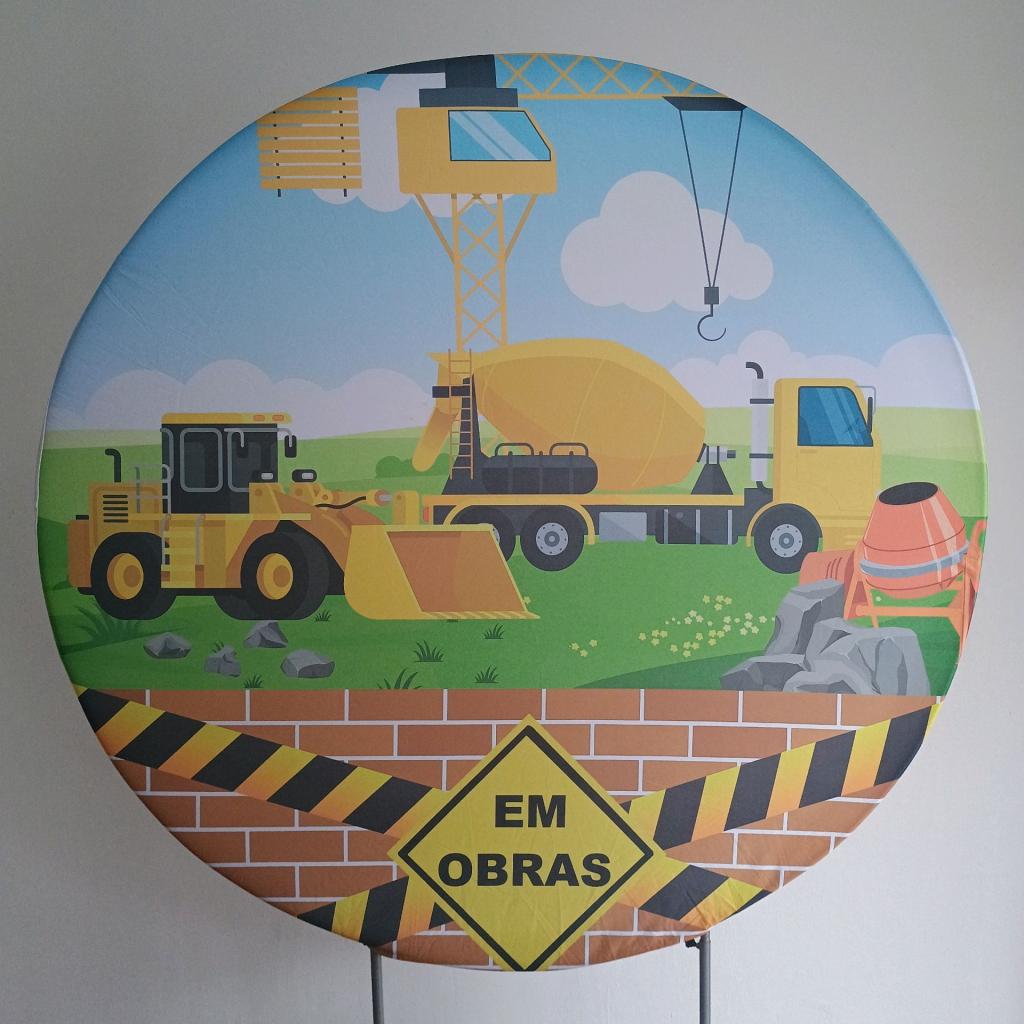 Capa Para Painel Redondo Construção - Mary Decor Festas & Locações