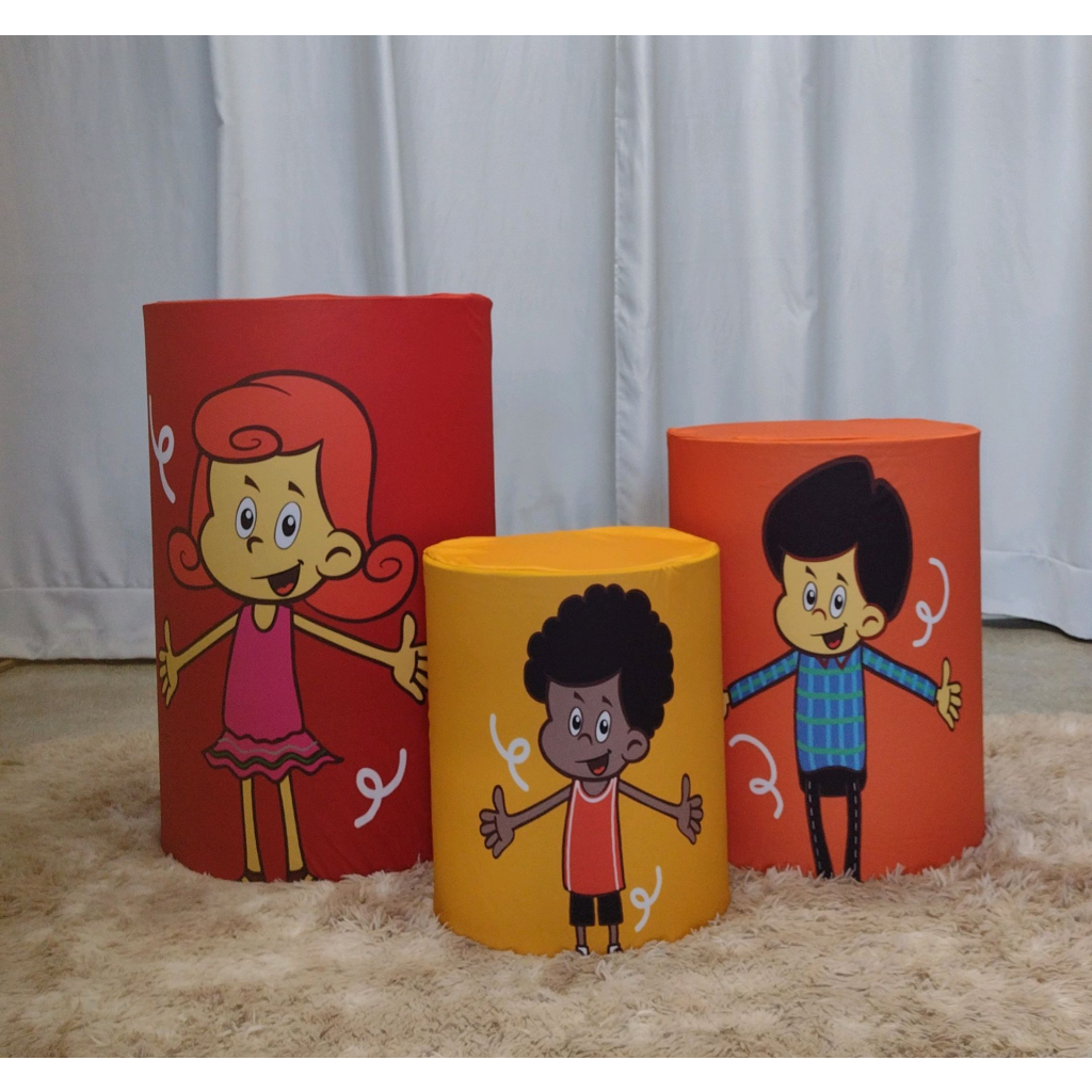 Trio de Capas Cilindro Três Palavrinhas - Mary Decor Festas & Locações