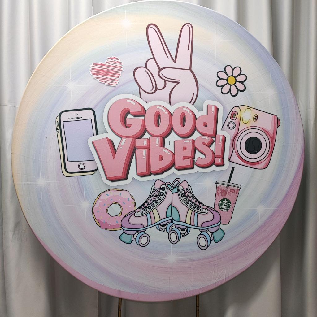 Capa Para Painel Redondo Good Vibes - Mary Decor Festas & Locações