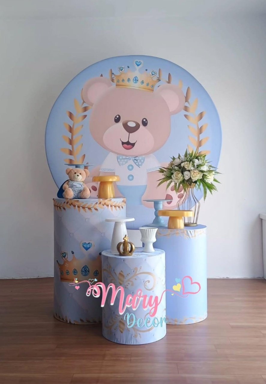 Urso Principe Azul Kit Cha de Bebe So Um Bolinho  - Mary Decor Festas & Locações