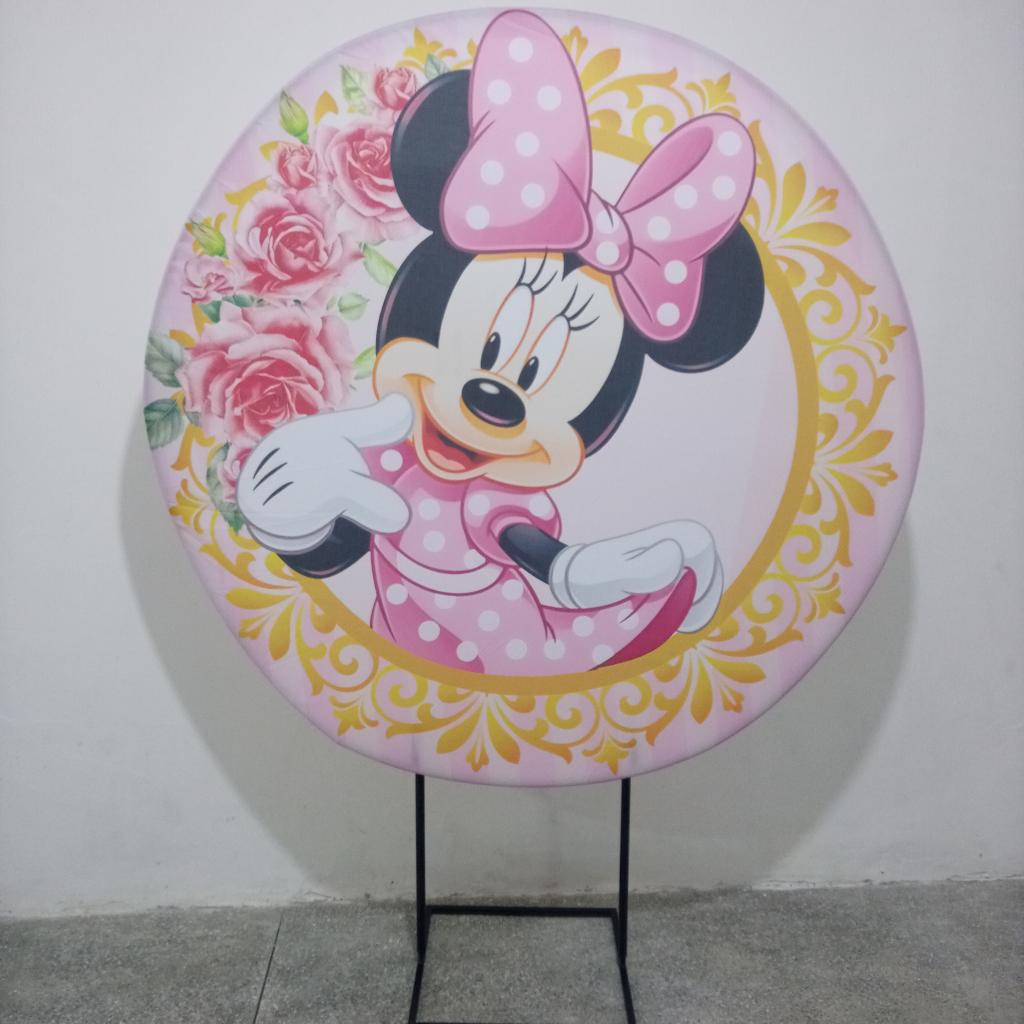 Minie Rosa Capa Para Painel Redondo  - Mary Decor Festas & Locações