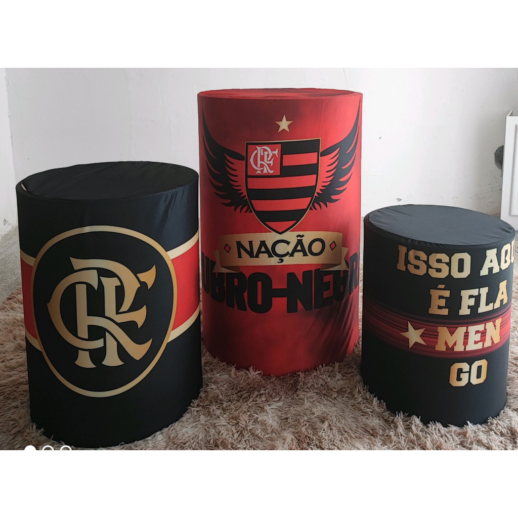 Trio de Capas Cilindro Flamengo - Mary Decor Festas & Locações