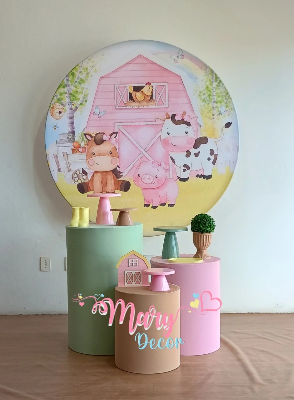 Fazendinha Rosa Kit Básico  - Mary Decor Festas & Locações