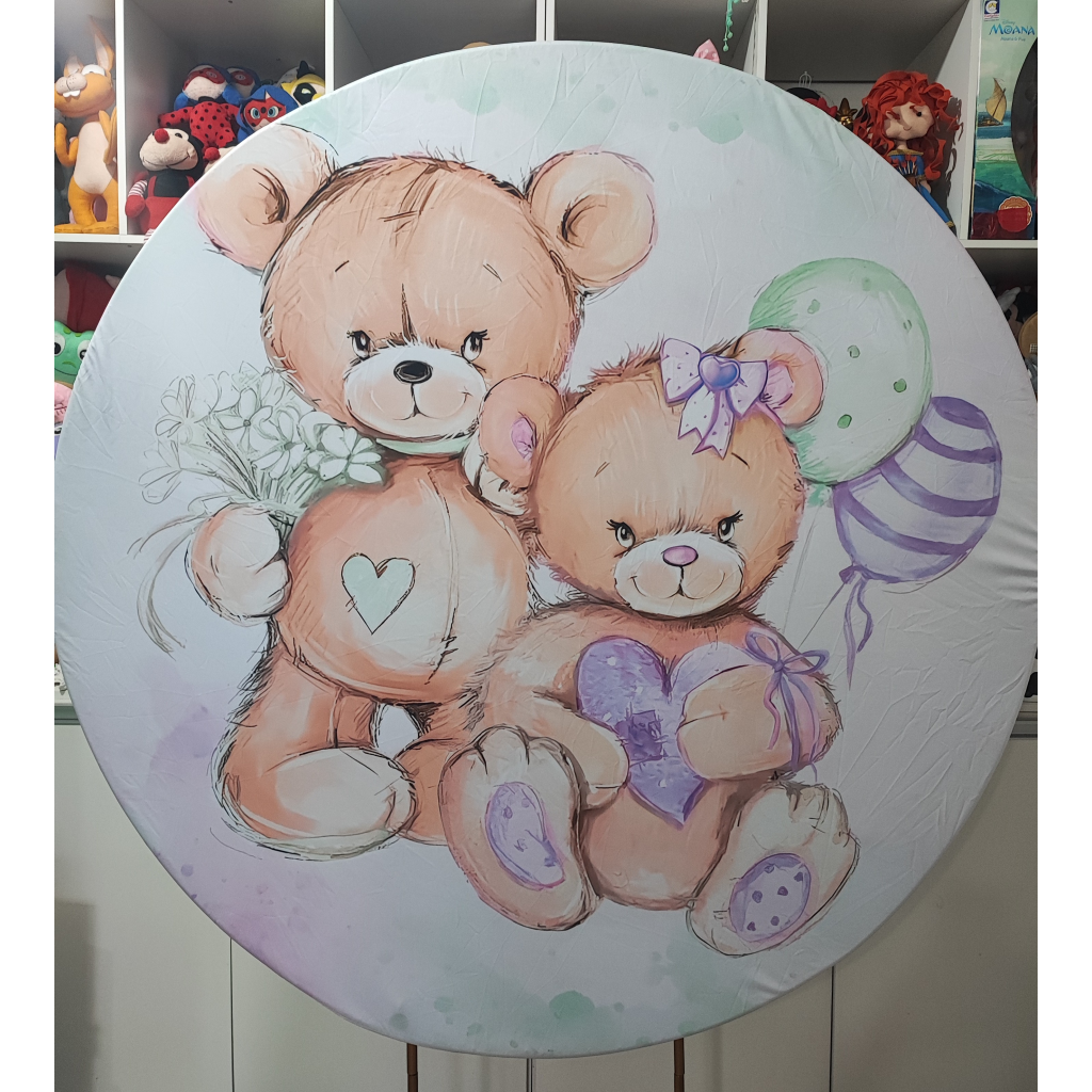 Painel Cha Revelacao Urso Lilaz E Rosa - Mary Decor Festas & Locações