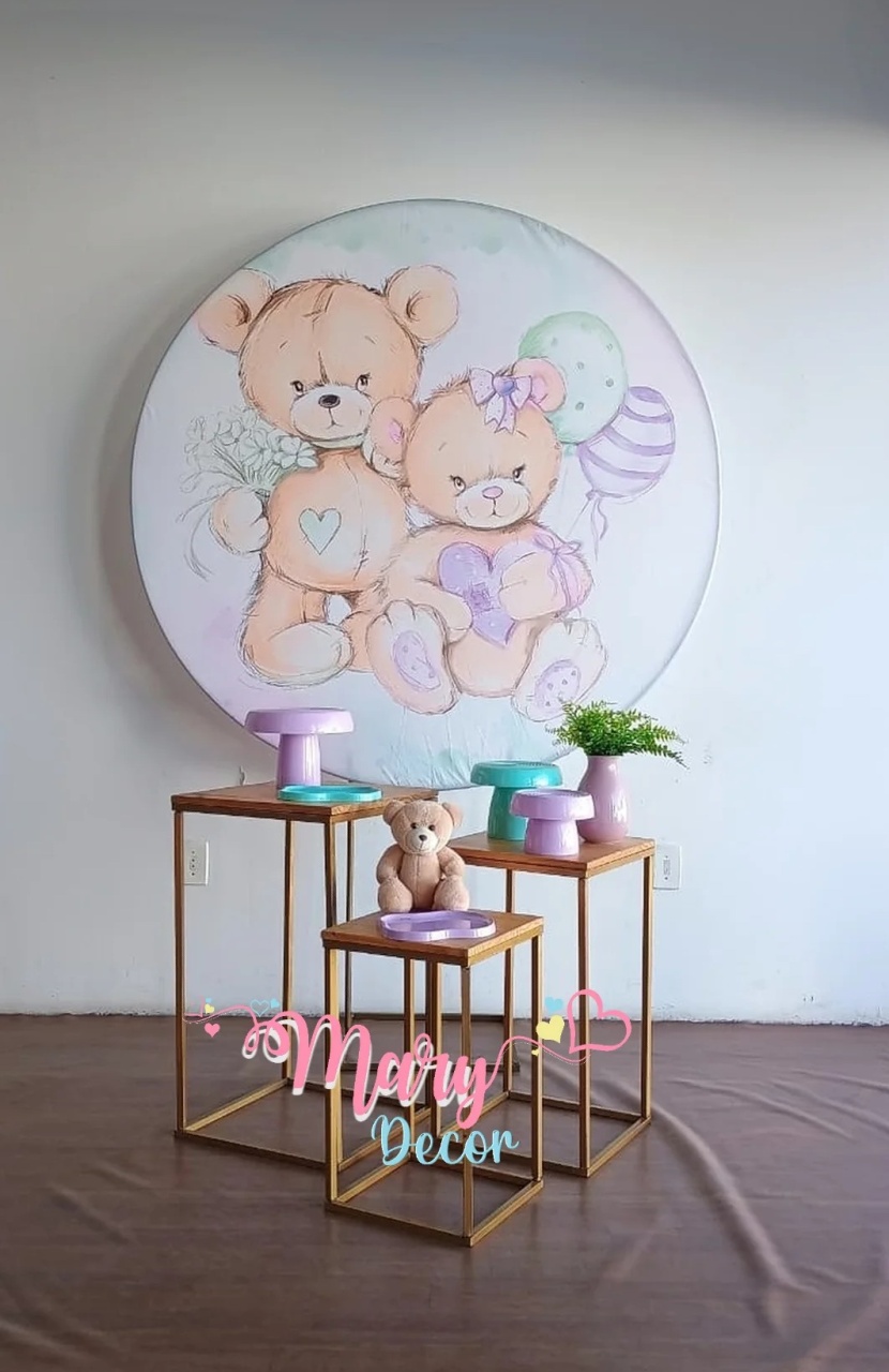 Chá Revelação Urso Verde E Lilas - Mary Decor Festas & Locações