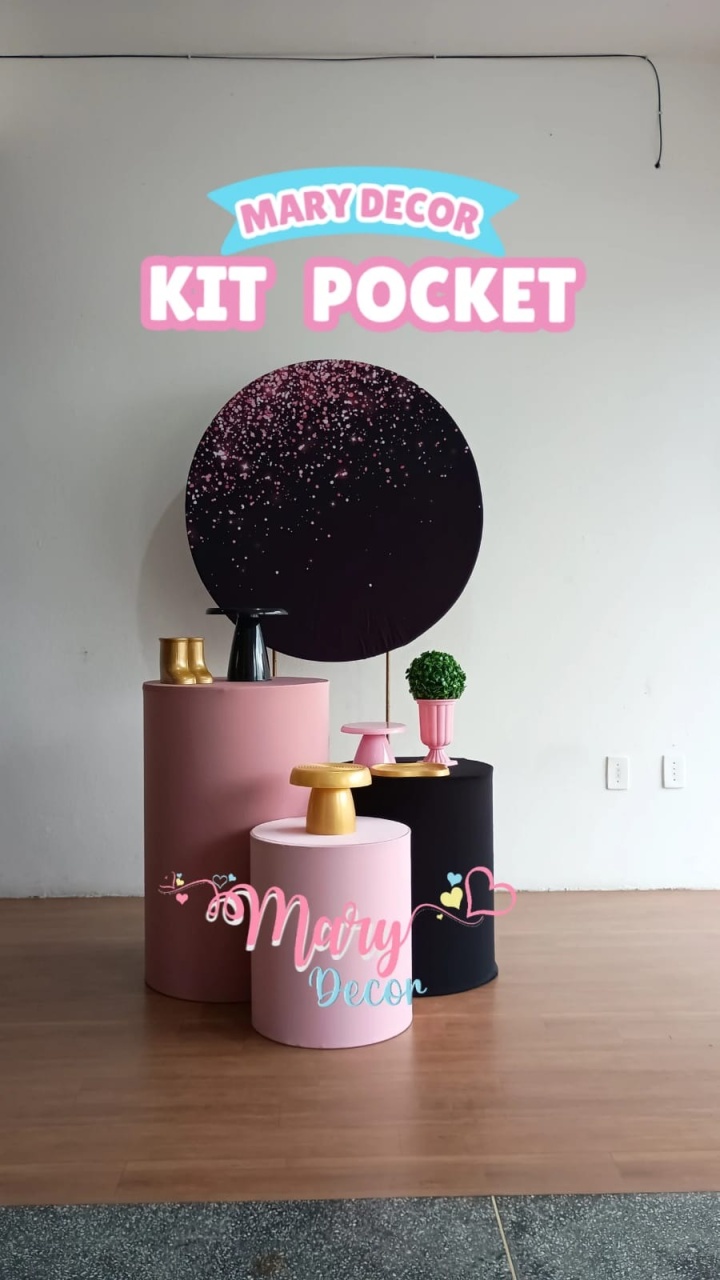 Kit Pocket Adulto Preto Com Rosa - Mary Decor Festas & Locações