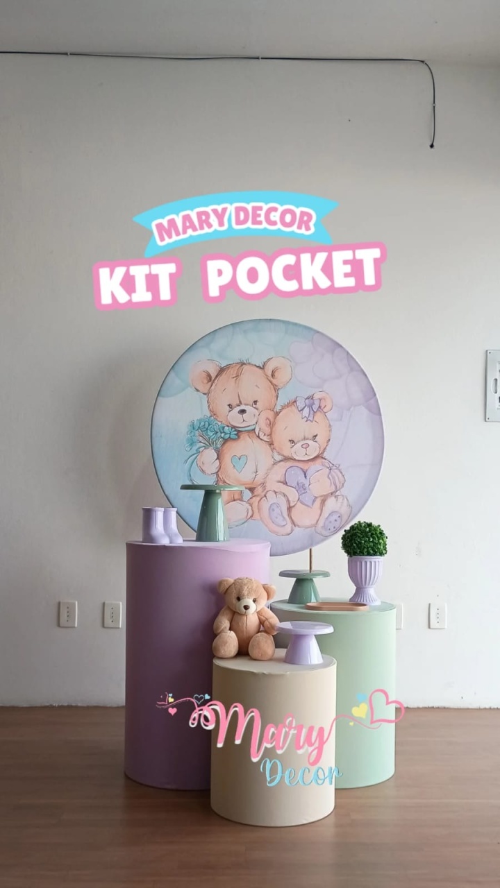 Kit Pocket Chá Revelação Ursos - Mary Decor Festas & Locações