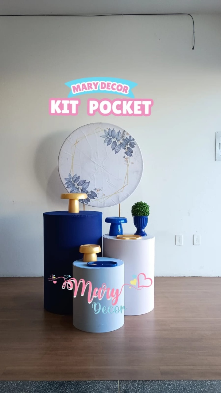 Kit Pocket Floral Azul - Mary Decor Festas & Locações
