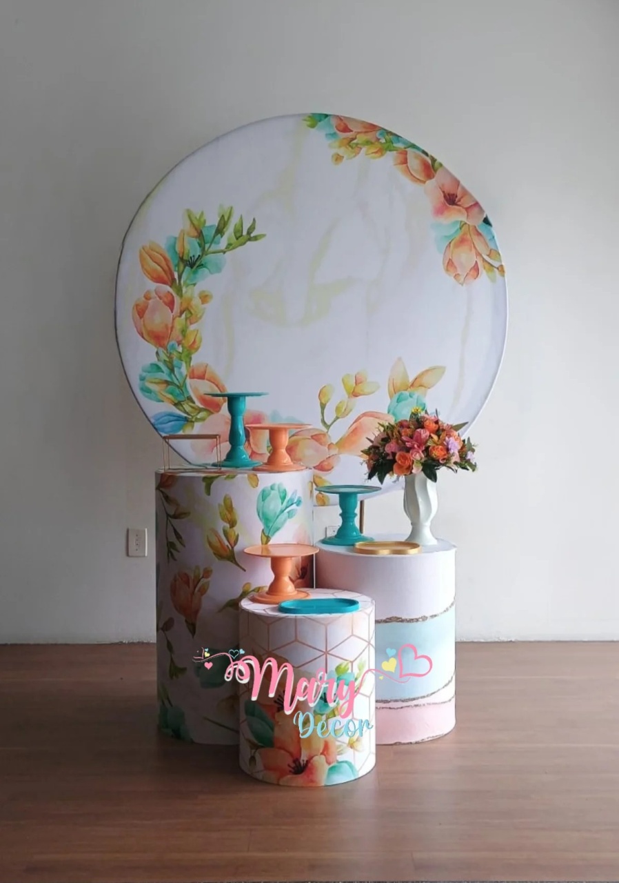 Floral Laranja E Verde Kit Só Um Bolinho Adulto  - Mary Decor Festas & Locações