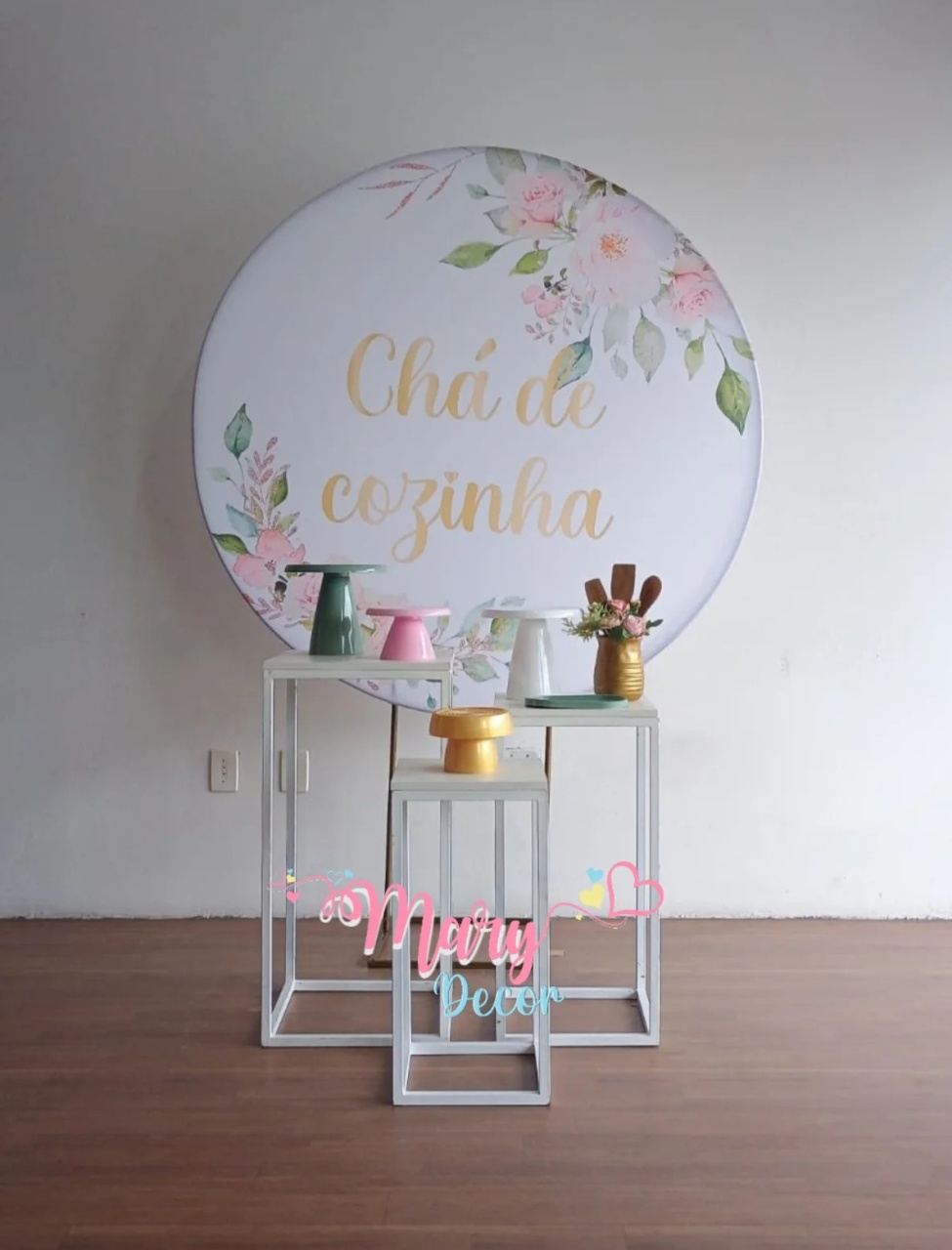   Chá de Cozinha Rose E Verde   - Mary Decor Festas & Locações
