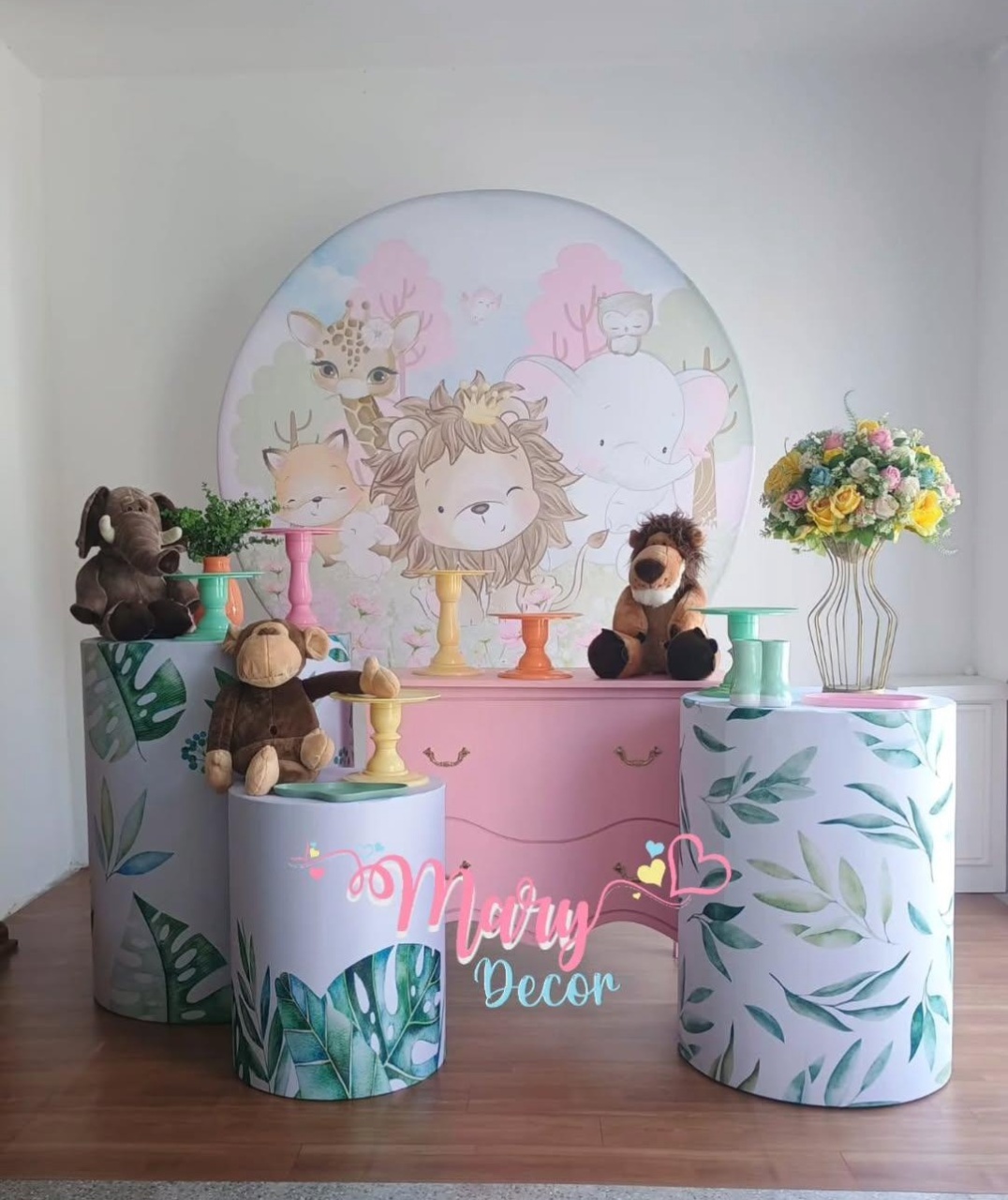 Safari Rosa Kit  Chá de Bebê Meu Chá  - Mary Decor Festas & Locações