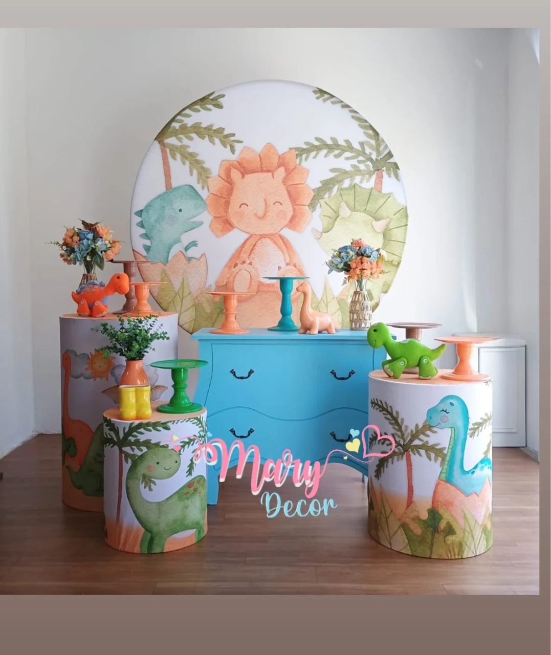 Dino Baby Aquarela Kit Festa Em Casa  - Mary Decor Festas & Locações