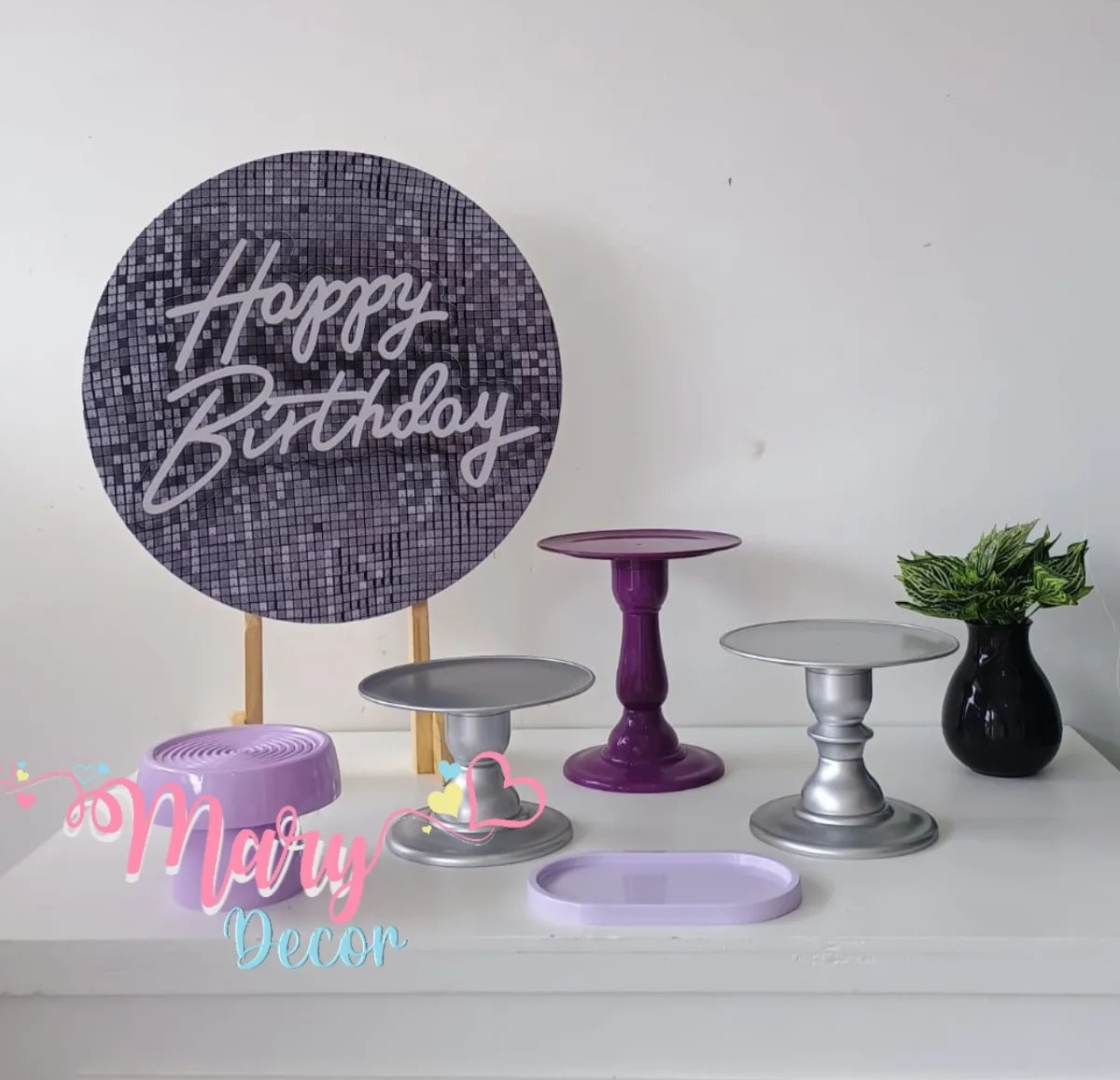 Mini Kit Prata E Lilas - Mary Decor Festas & Locações