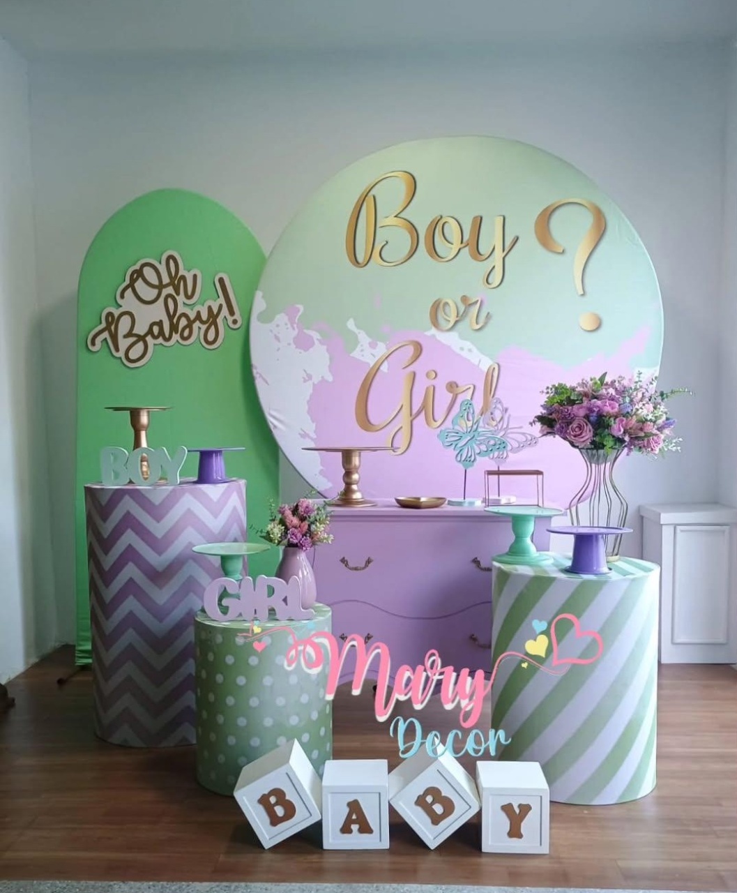 Chá Revelação Lilas E Verde  Kit Meu Chá  Elegante  - Mary Decor Festas & Locações