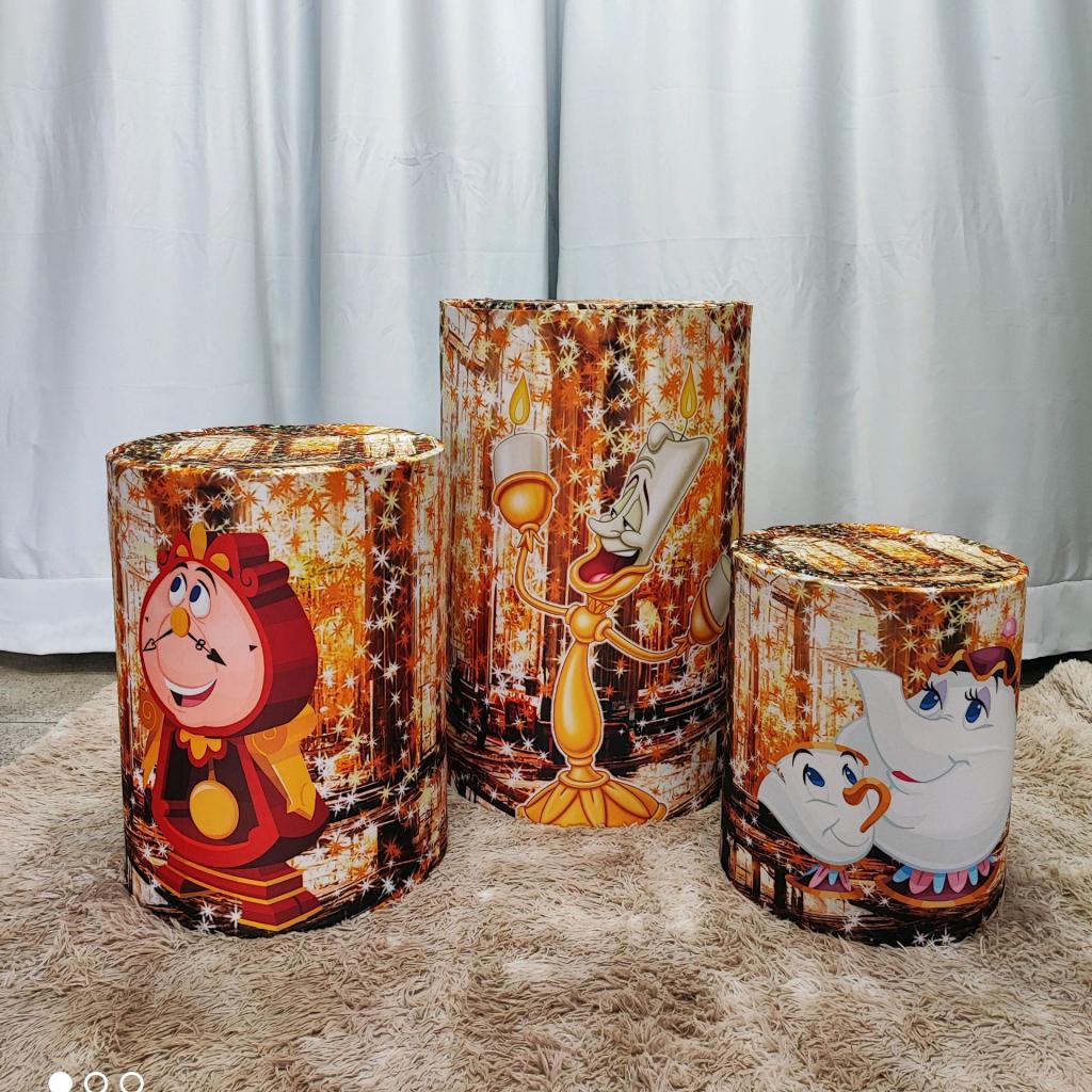 Trio de Capas de Cilindro Bela E A Fera - Mary Decor Festas & Locações