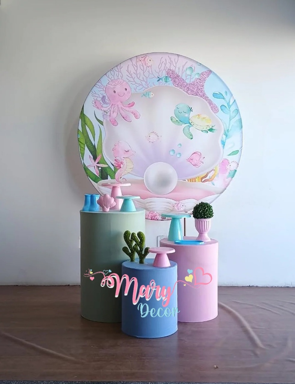 Fundo Do Mar Rosa  Kit Básico  - Mary Decor Festas & Locações
