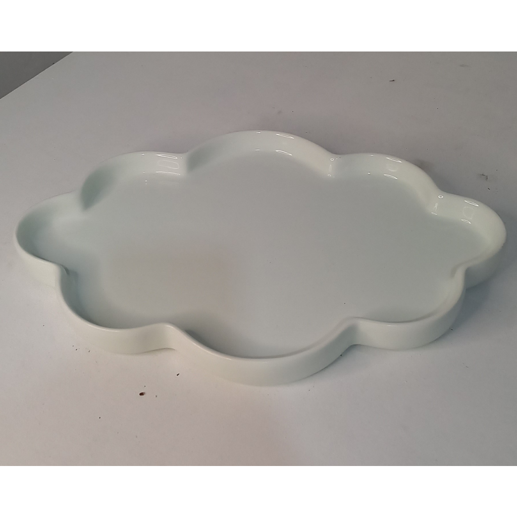 Bandeja Ceramica Nuvem G Batizado - Mary Decor Festas & Locações