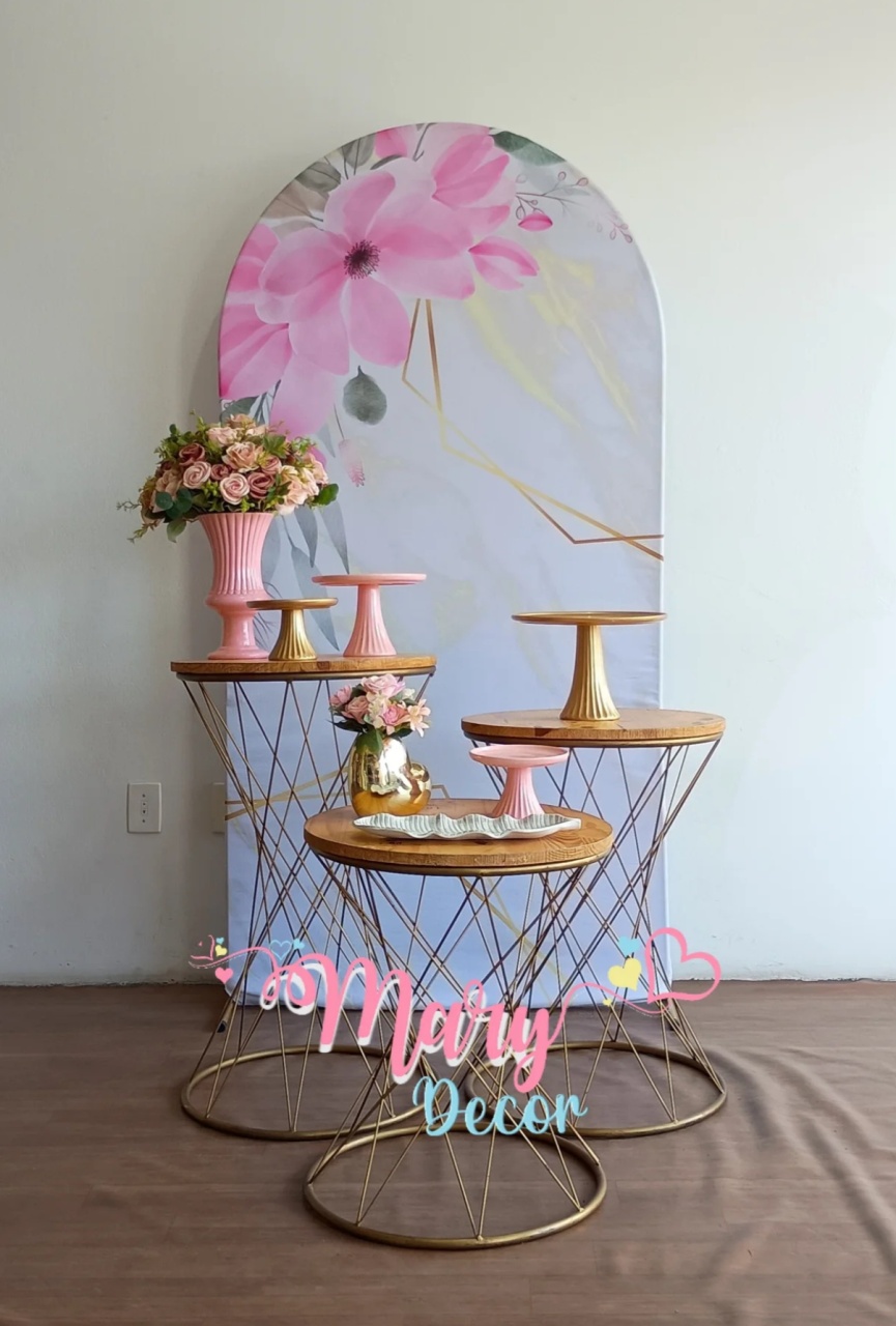 Floral Rosa E Dourado Kit Celebre 03 - Mary Decor Festas & Locações
