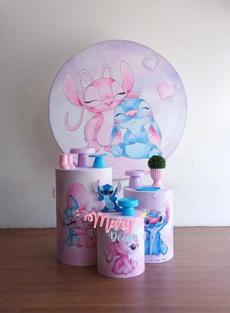  Stitch & Angel Kit Só Um Bolinho  - Mary Decor Festas & Locações