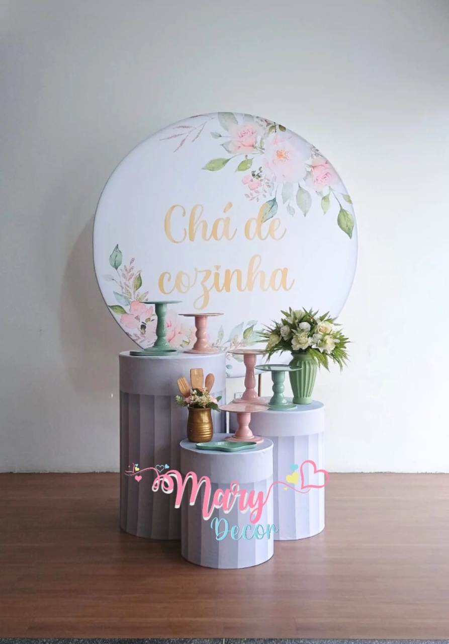   Chá de Cozinha Rose E Verde Kit Só Um Bolinho Adulto  - Mary Decor Festas & Locações