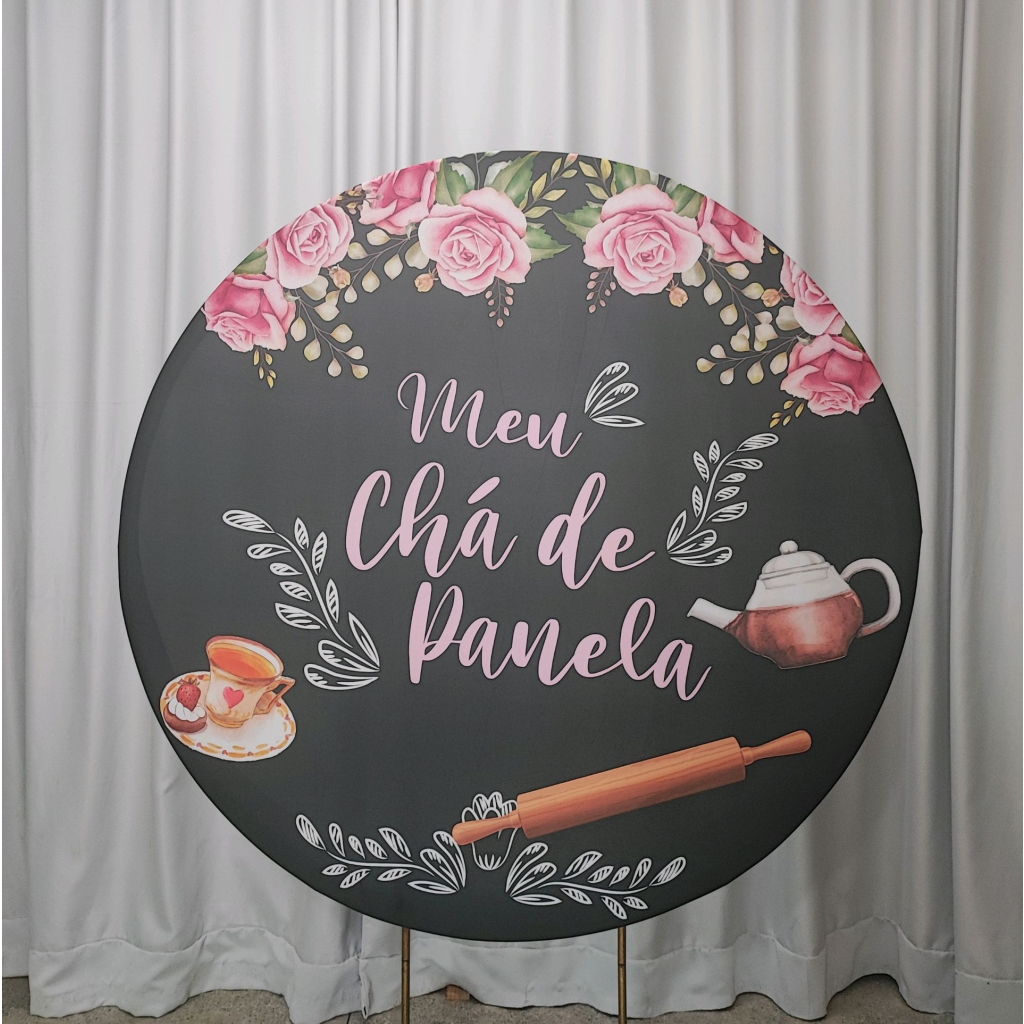 Capa Veste Fácil Acil Painel Redondo Chá de Panela - Mary Decor Festas & Locações