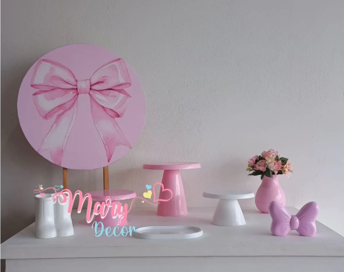 Mini Kit Laço Rosa  - Mary Decor Festas & Locações