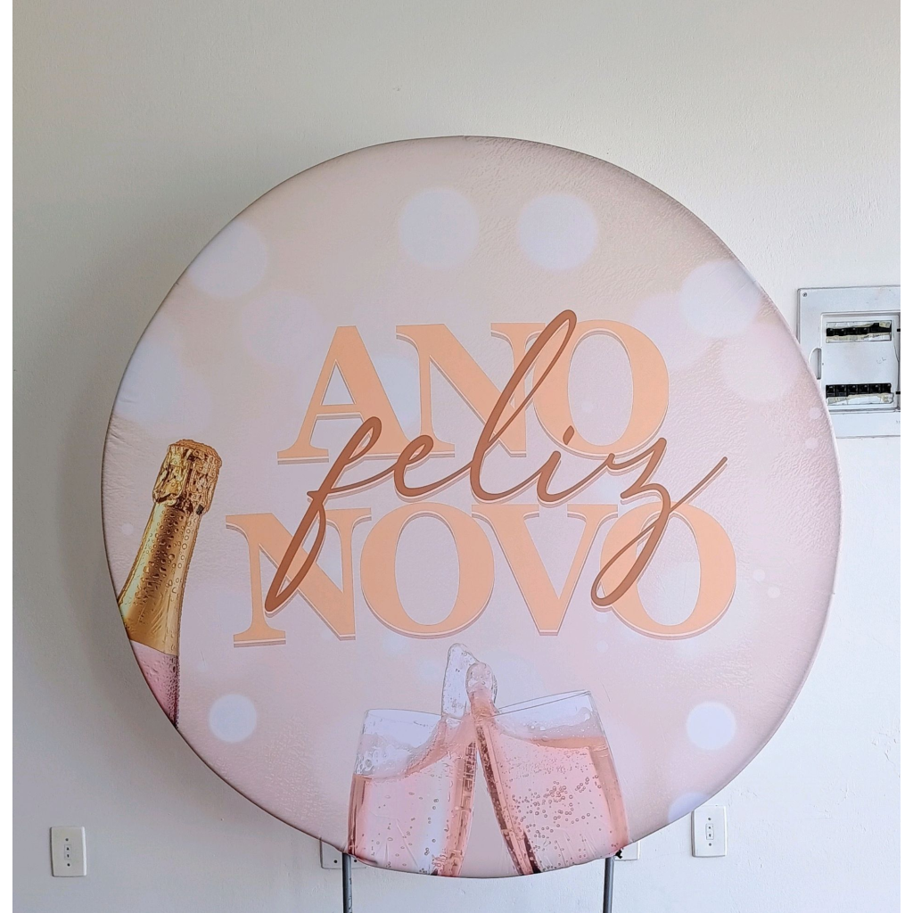 Capa Para Painel Redondo Ano Novo Rosé - Mary Decor Festas & Locações