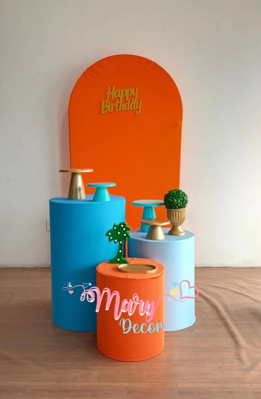 Celebre Básico Laranja E Azul - Mary Decor Festas & Locações
